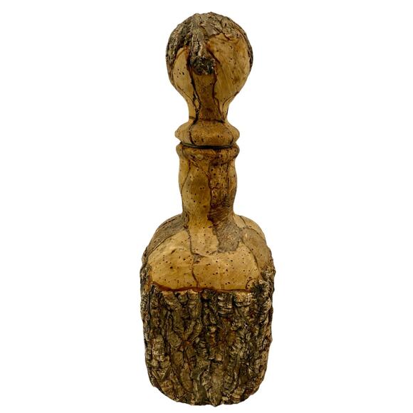 Handcrafted Natural Cork Decanter Bottle Bark & Burl Signed Rustic Portugal Art - Picture 2 of 11